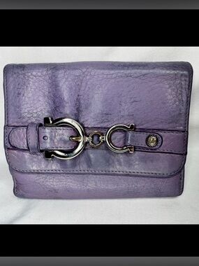 Salvatore Ferragamo Women's Leather Compact Wallet Purple